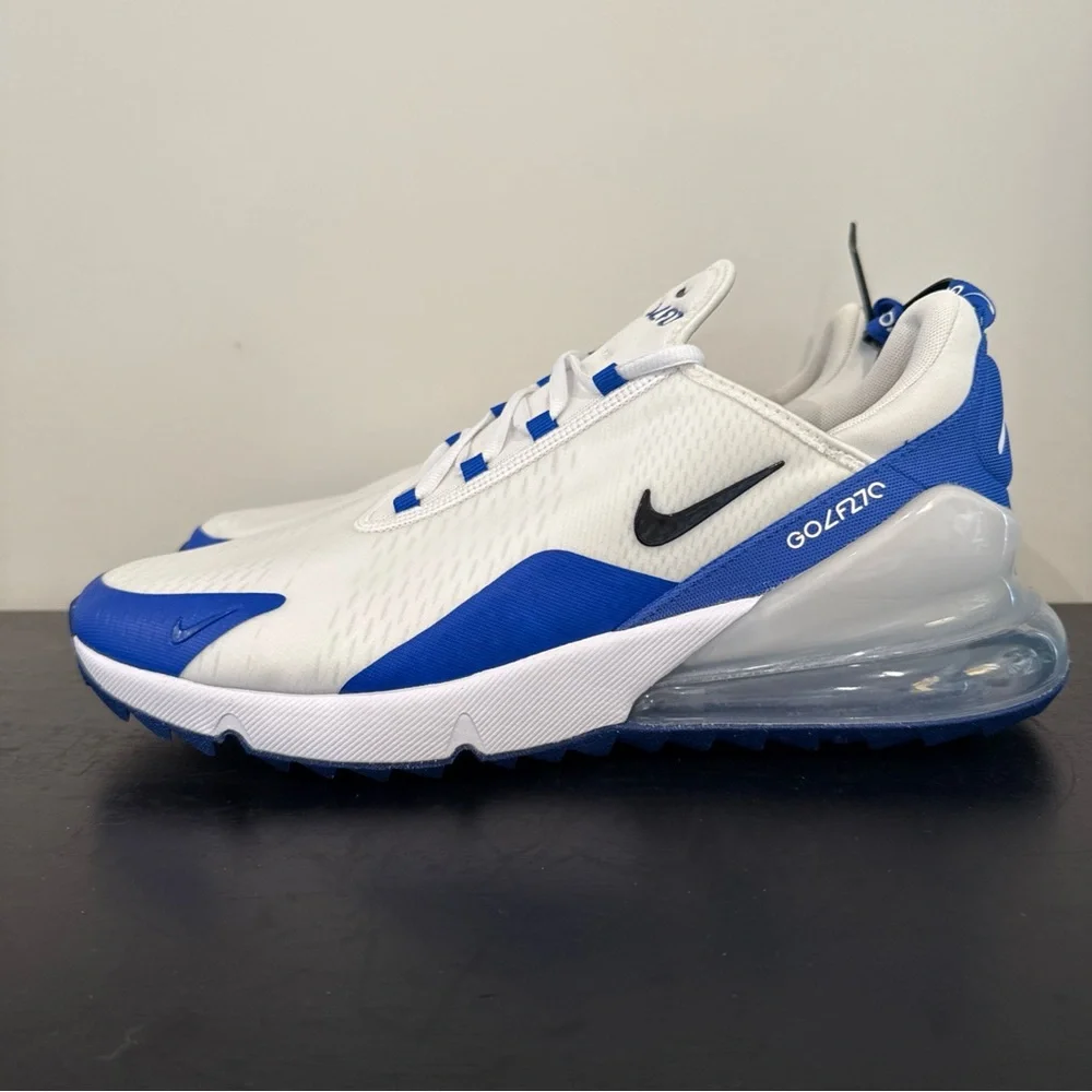 Men’s Size 9 Nike Air Max 270 G Golf Shoes White Blue CK6483-106 - READ